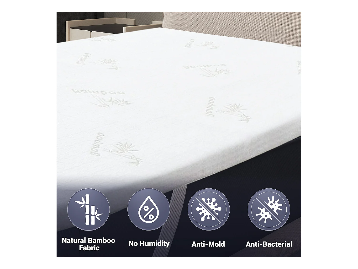 The White Stone Topper 160 x 190 cm | Correttore Materasso Ergonomico | Imbottitura in Ovatta Soft | Altezza 5 cm | Tessuto Traspirante e Antiacaro