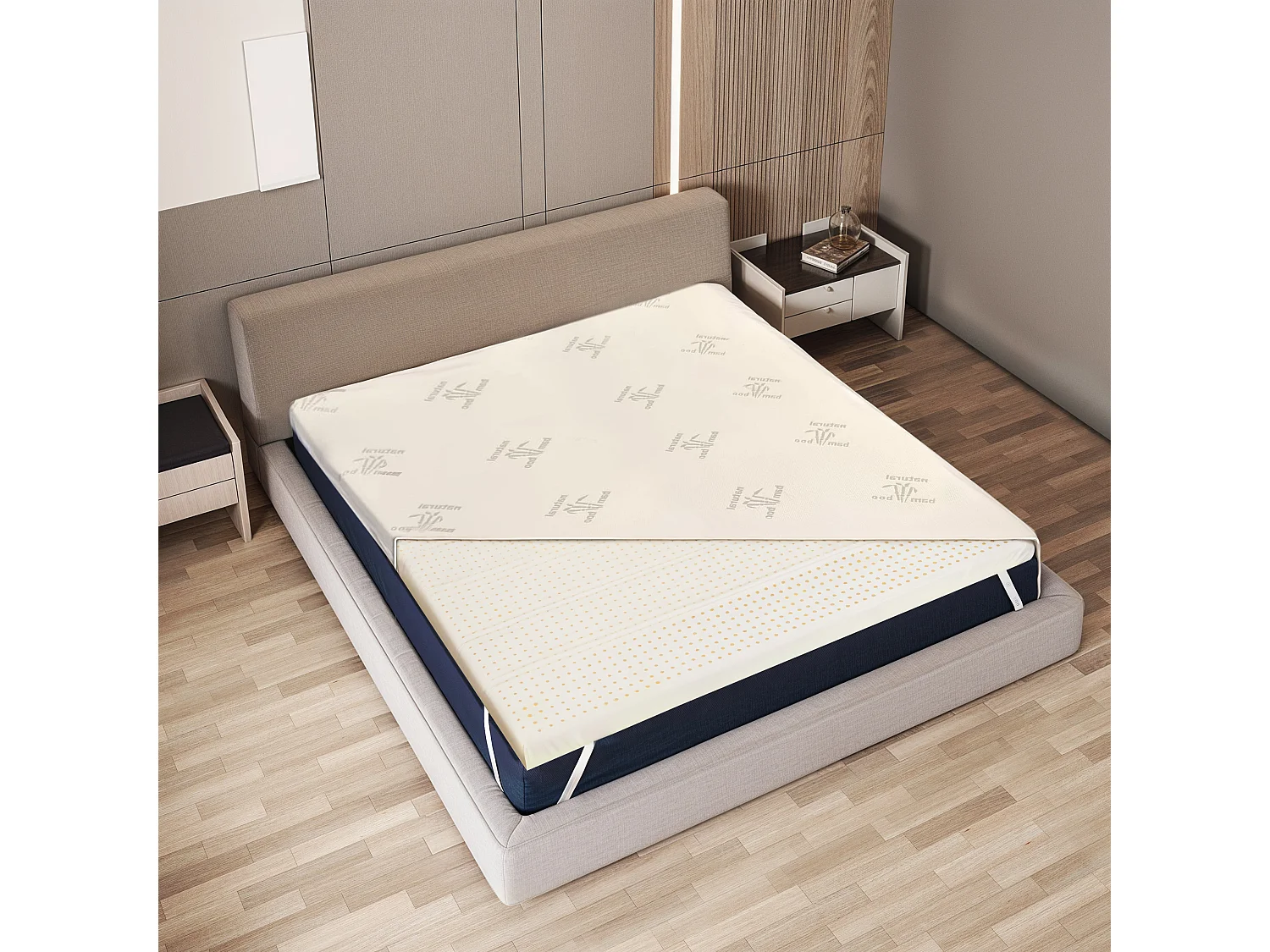 The White Stone Topper 180 x 200 cm | Correttore Materasso Ergonomico | Imbottitura in Ovatta Soft | Altezza 5 cm | Tessuto Traspirante e Antiacaro