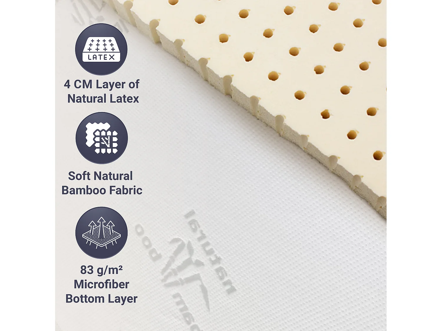 The White Stone Topper 160 x 200 cm | Correcteur de Matelas Ergonomique | Rembourrage en Ouate Soft | Hauteur 5 cm | Tissu Respirant, Antiallergique