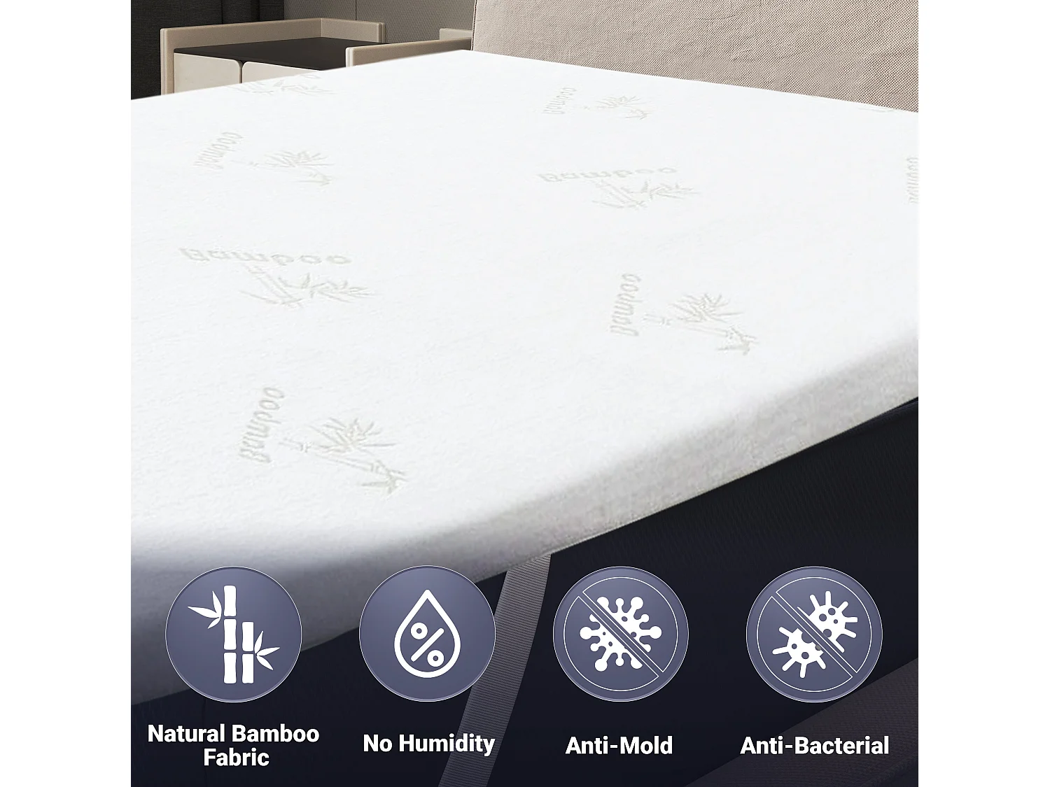 Topper de Látex Natural 120x200 | Bambú transpirable, desenfundable