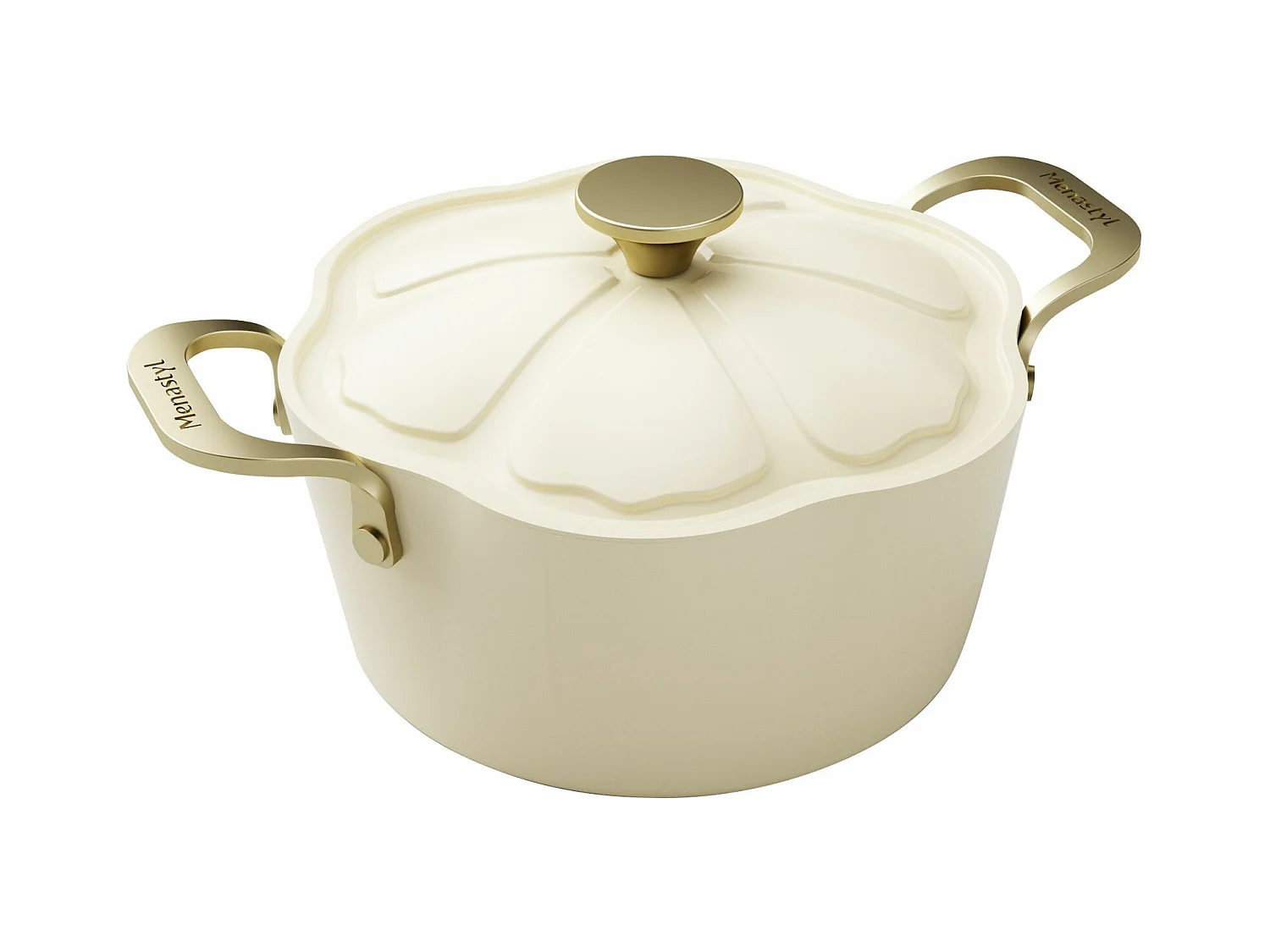 Menastyl - Faitout Dahlia 24cm En Aluminium Recycle Beige Avec Couvercle