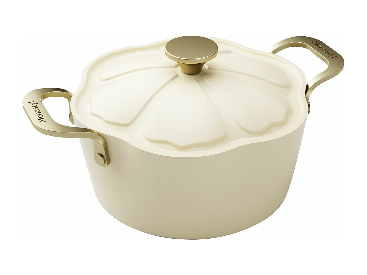 Menastyl - Faitout Dahlia 24cm En Aluminium Recycle Beige Avec Couvercle