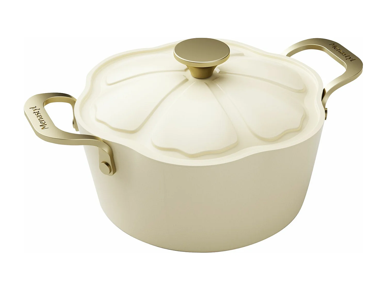 Menastyl - Faitout Dahlia 24cm En Aluminium Recycle Beige Avec Couvercle