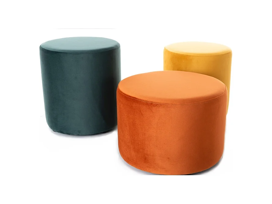 Pouf rond en velours 33 x 36 cm vert DELTA