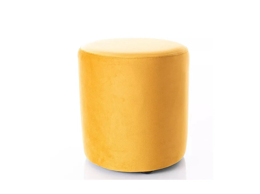 Pouf rond en velours 33 x 36 cm curry DELTA