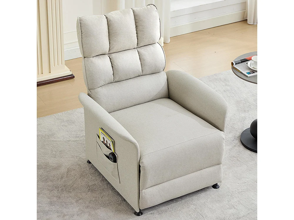 Fauteuil relax fauteuil TV avec télécommande avec sac de rangement beige