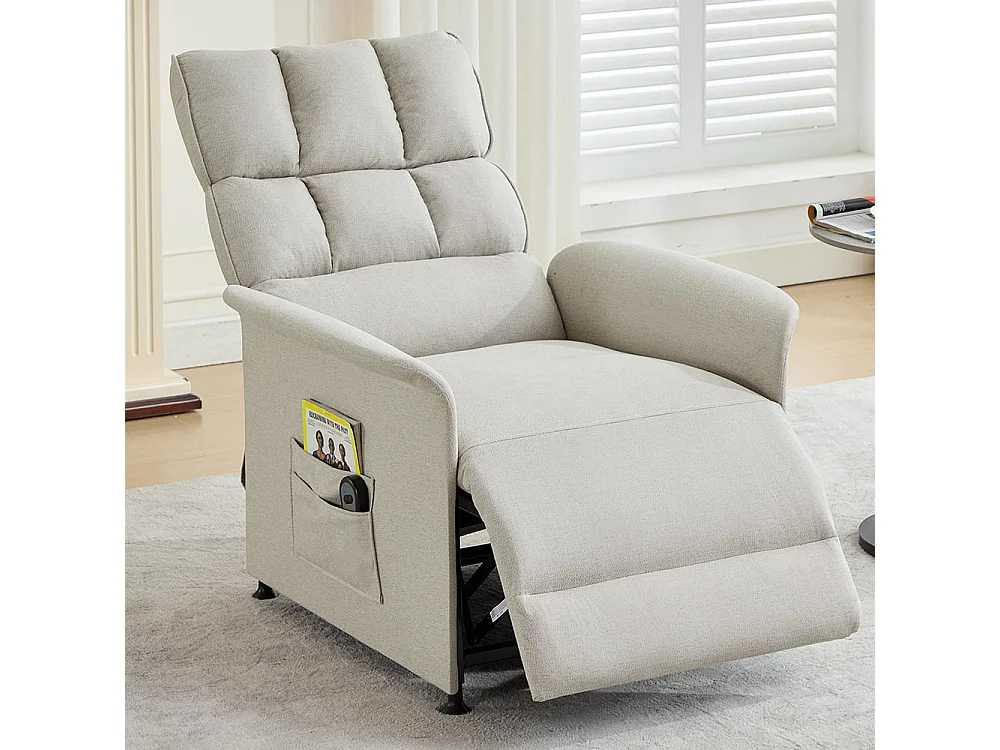 Fauteuil relax fauteuil TV avec télécommande avec sac de rangement beige