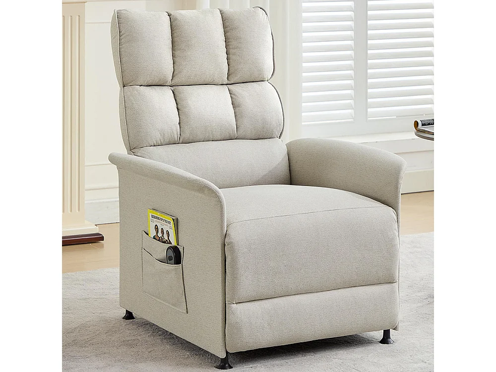 Fauteuil relax fauteuil TV avec télécommande avec sac de rangement beige