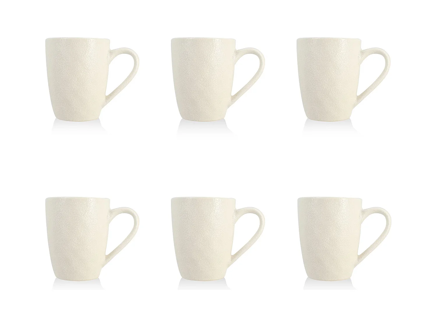 Ogo Living - Lot De 6 Mugs Snowstack 33cl En Gres Blanc Mat