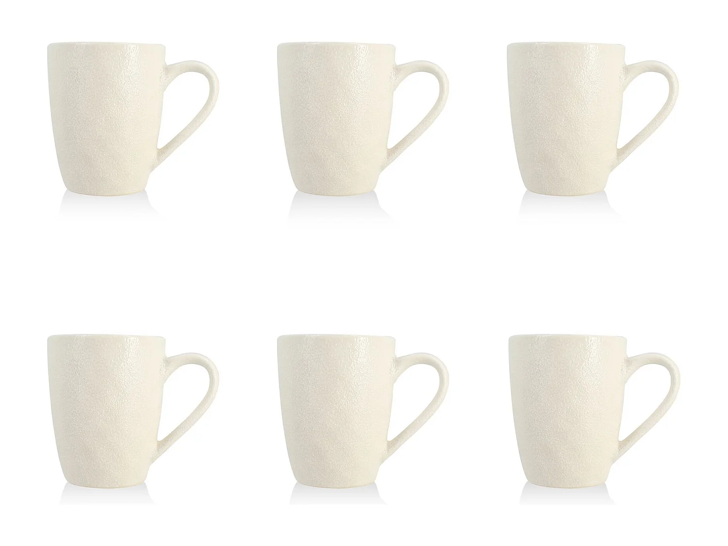 Ogo Living - Lot De 6 Mugs Snowstack 33cl En Gres Blanc Mat