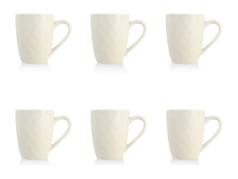 Ogo Living - Lot De 6 Mugs Snowstack 33cl En Gres Blanc Mat