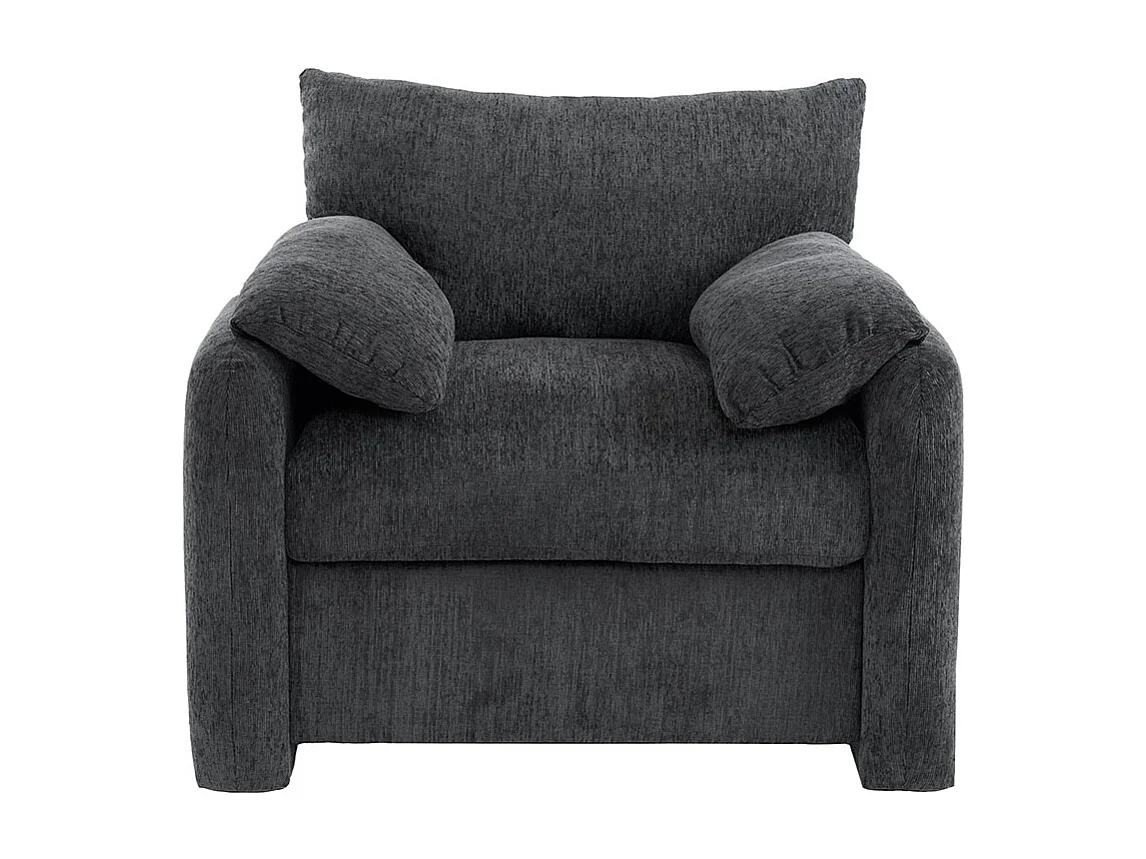 Fauteuil tissu chenille canapé une place chaise de détente convient pour le salon et la chambre à coucher gris