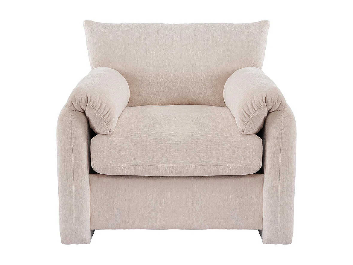 Fauteuil tissu chenille canapé une place chaise de détente convient pour le salon et la chambre à coucher beige