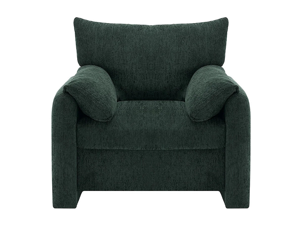 Fauteuil tissu chenille canapé une place chaise de détente convient pour le salon et la chambre à coucher vert