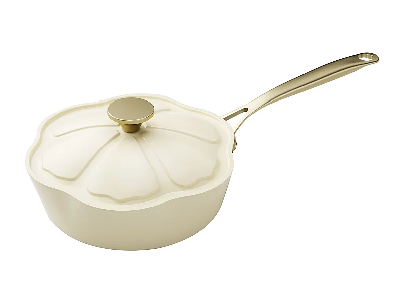 Menastyl - Sauteuse Dahlia 24cm En Aluminium Recycle Beige Avec Couvercle