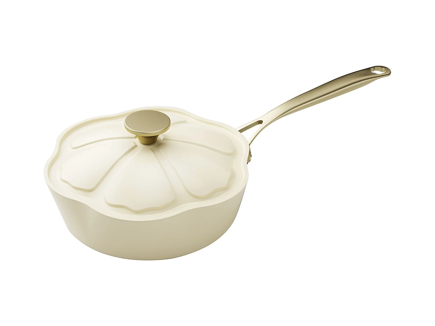 Menastyl - Sauteuse Dahlia 24cm En Aluminium Recycle Beige Avec Couvercle