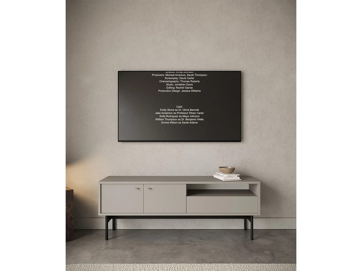 Mobile TV con 2 ante e cassetto - 154 cm - greige -OLAR