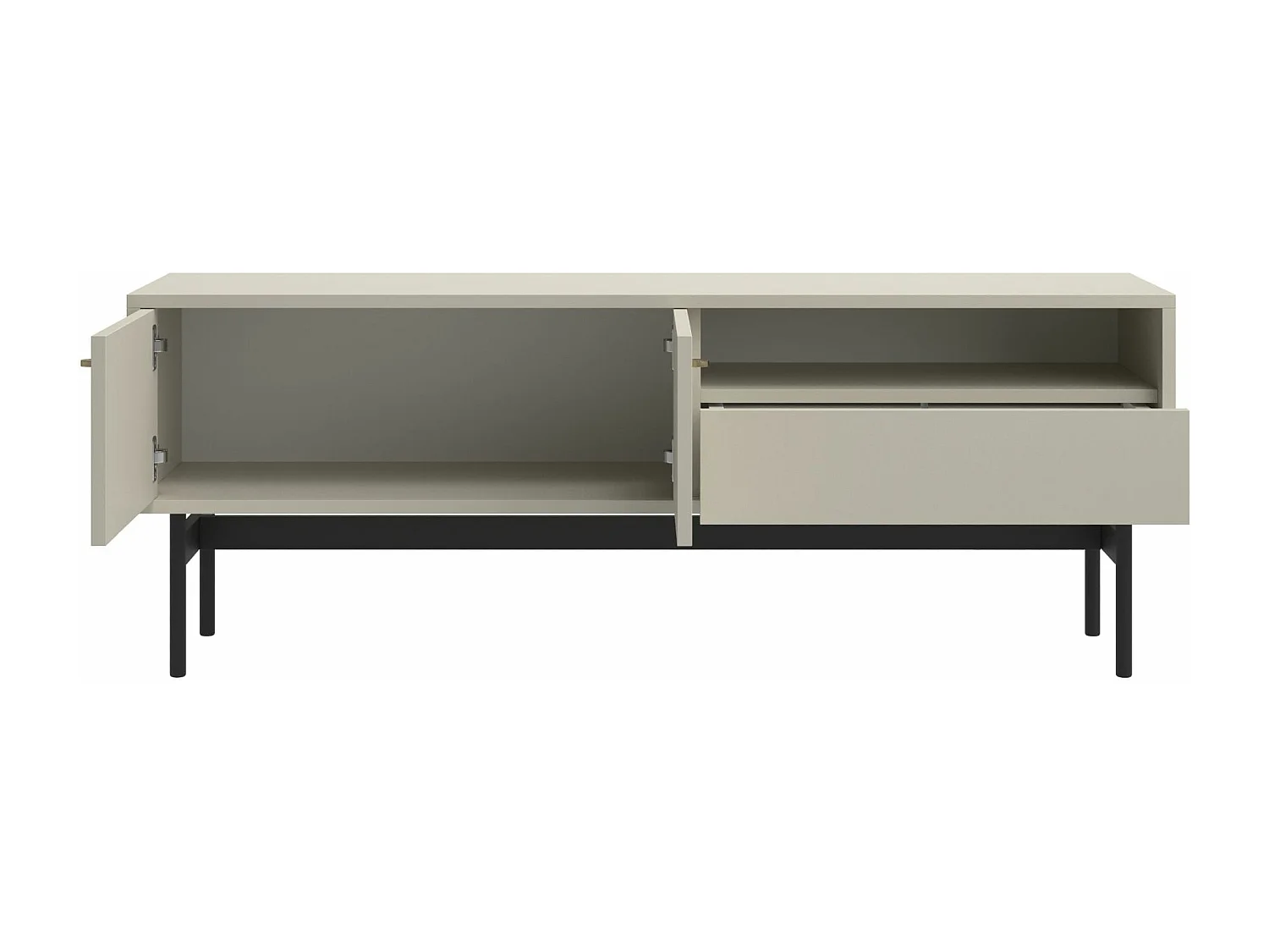 Meuble TV 2 portes avec tiroir - 154 cm - grège - OLAR