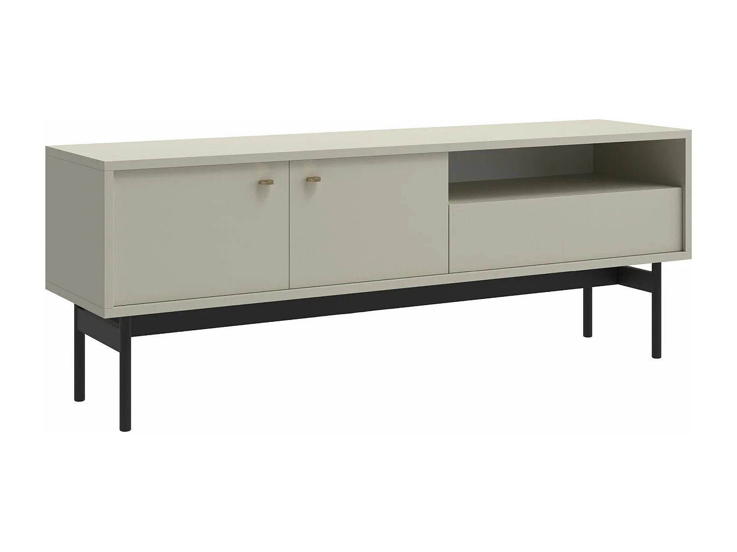 Meuble TV 2 portes avec tiroir - 154 cm - grège - OLAR