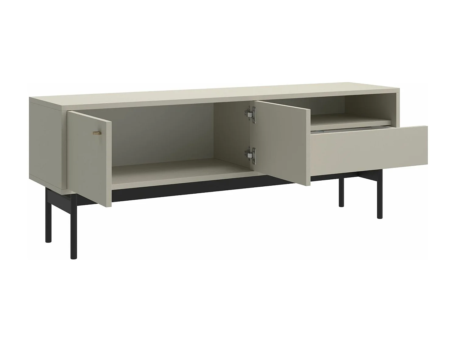 Meuble TV 2 portes avec tiroir - 154 cm - grège - OLAR