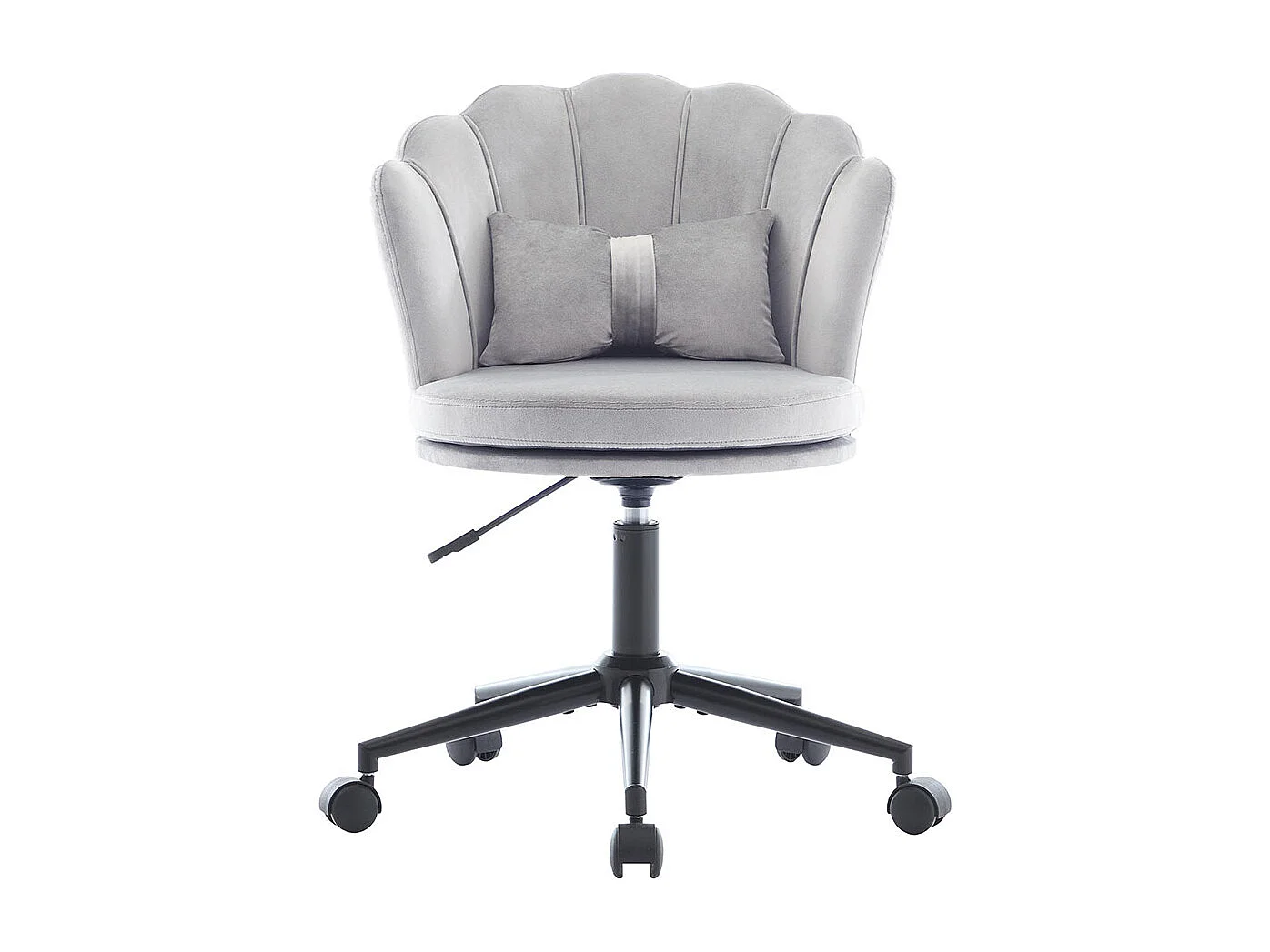 Chaise de bureau en forme de pétale coussin lombaire en forme de papillon réglable en hauteur coussin d'assise moelleux gris