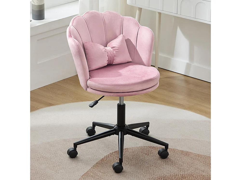 Chaise de bureau en forme de pétale coussin lombaire en forme de papillon réglable en hauteur coussin d'assise moelleux rose