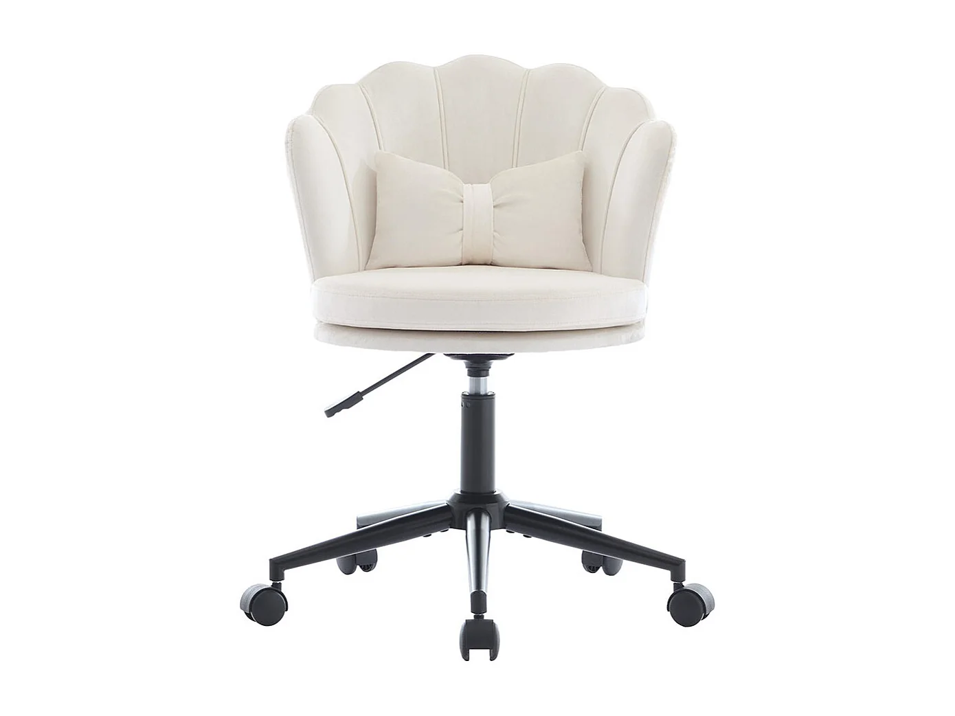 Chaise de bureau en forme de pétale coussin lombaire en forme de papillon réglable en hauteur coussin d'assise moelleux beige