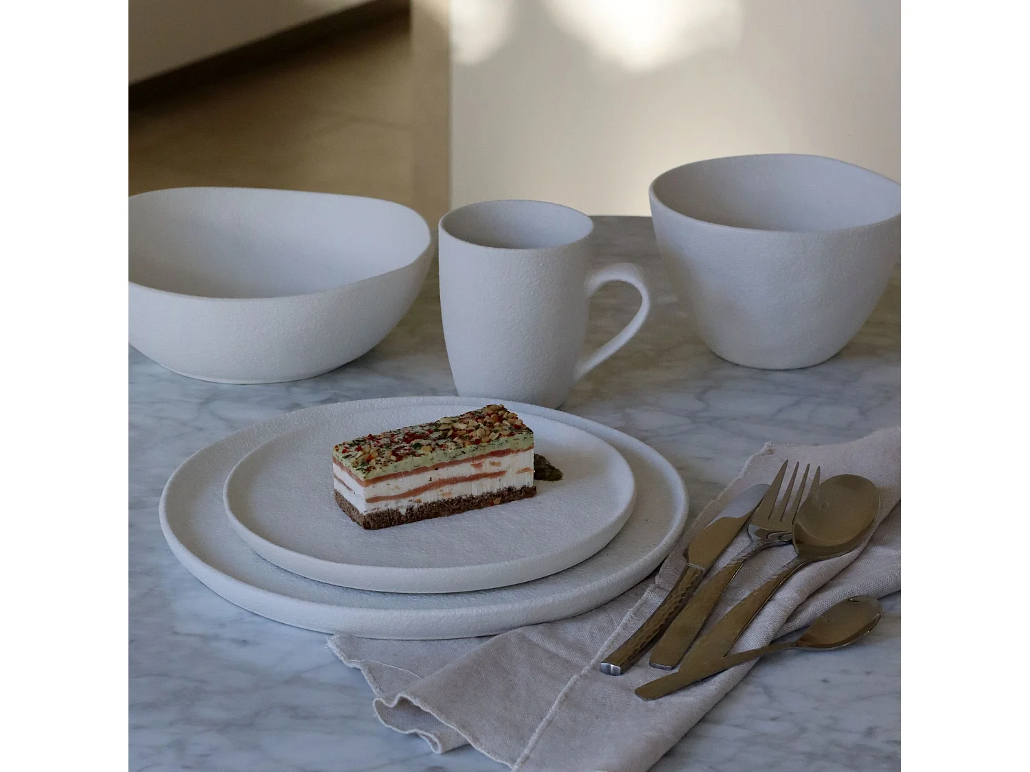 Ogo Living - Lot De 6 Assiettes Creuses Snowstack 21cm En Grès Blanc Mat