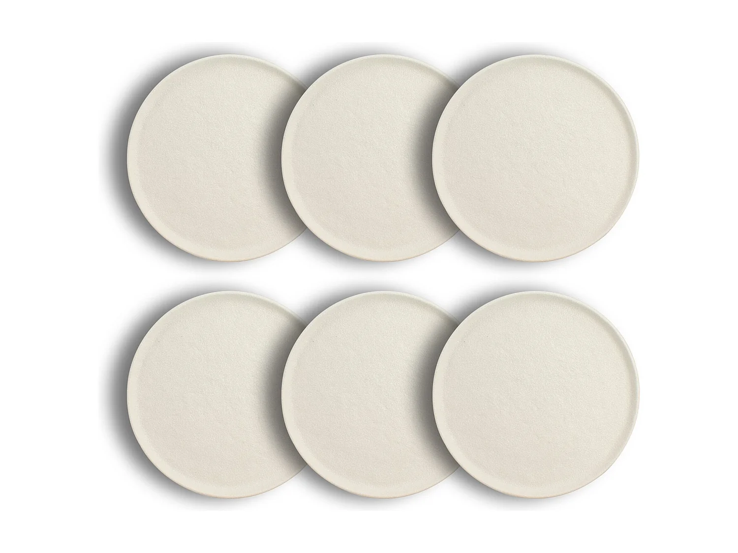 Ogo Living - Lot De 6 Assiettes A Dessert Snowstack 21cm En Gres Blanc Mat