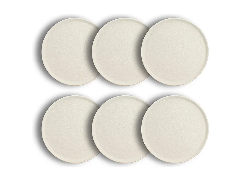 Ogo Living - Lot De 6 Assiettes A Dessert Snowstack 21cm En Gres Blanc Mat