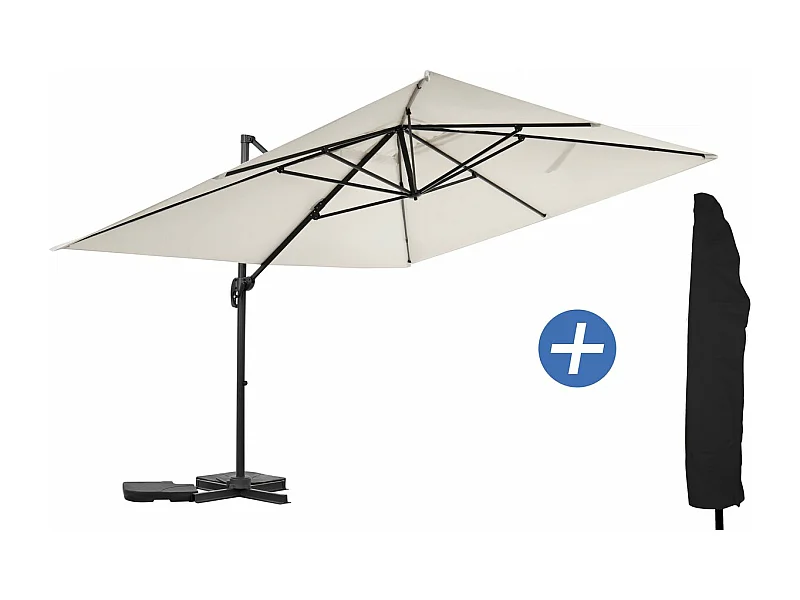 Ombrellone da giardino a sbalzo in alluminio "Sky 4" - 3 x 4 m - Ecru - Con telo