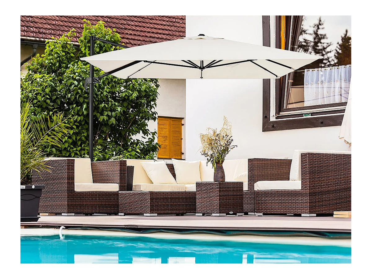 Ombrellone da giardino a sbalzo in alluminio "Sky 4" - 3 x 4 m - Ecru - Con telo