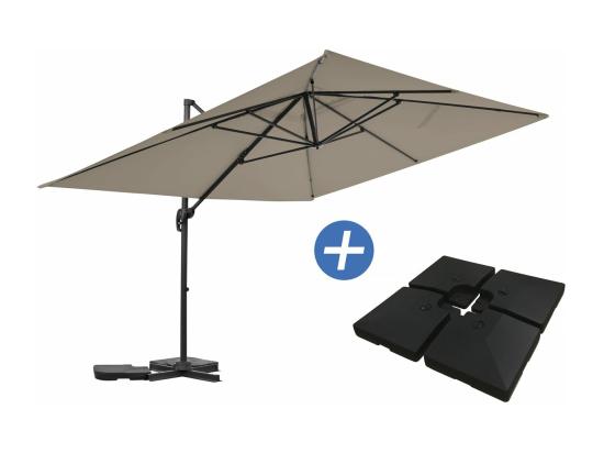 vente unique Parasol jardin déporté en aluminium "Sky 4" - 3 x 4 m - Taupe - Dalles à lester incluses
