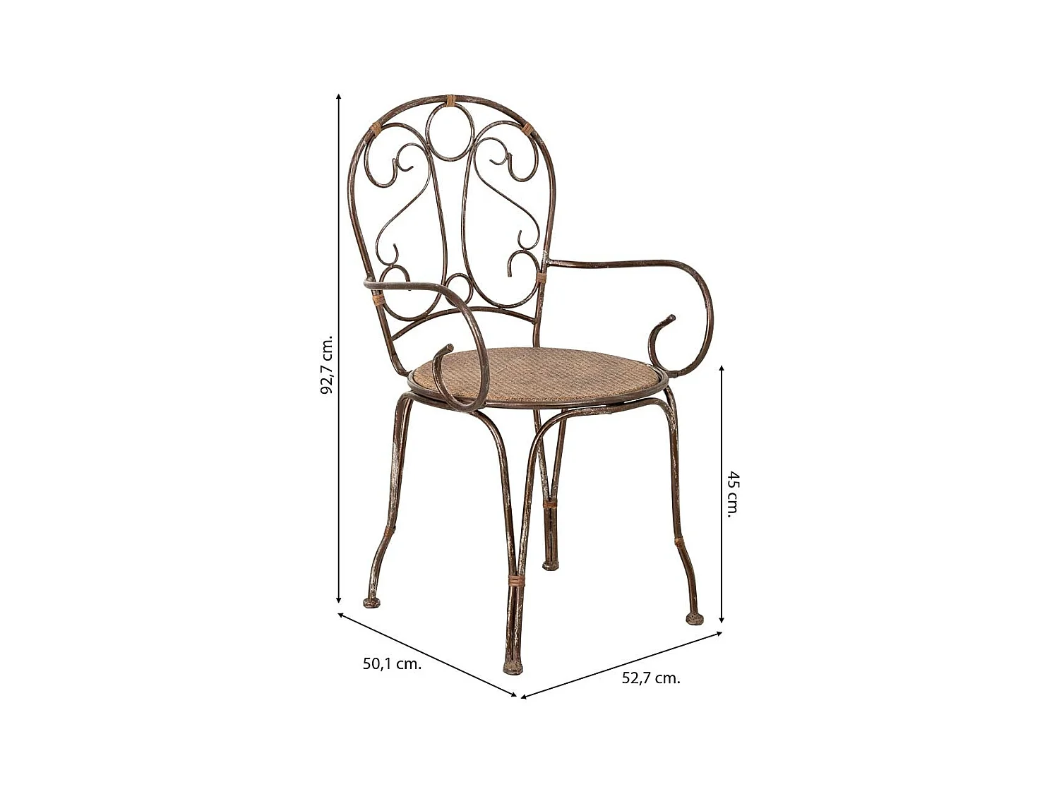 Silla de metal 52.7x50.1x45/92.7h cm