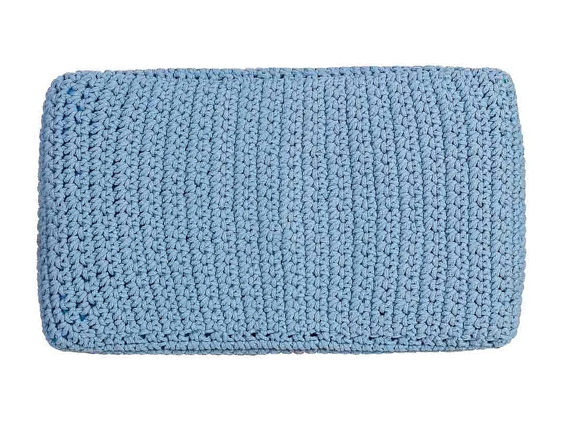 Banco em madeira e algodão entrançado azul 67x30x43h cm