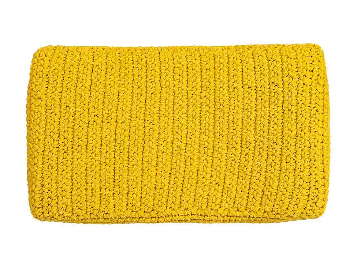 Banco em madeira e algodão entrançado amarelo 67x30x43h cm