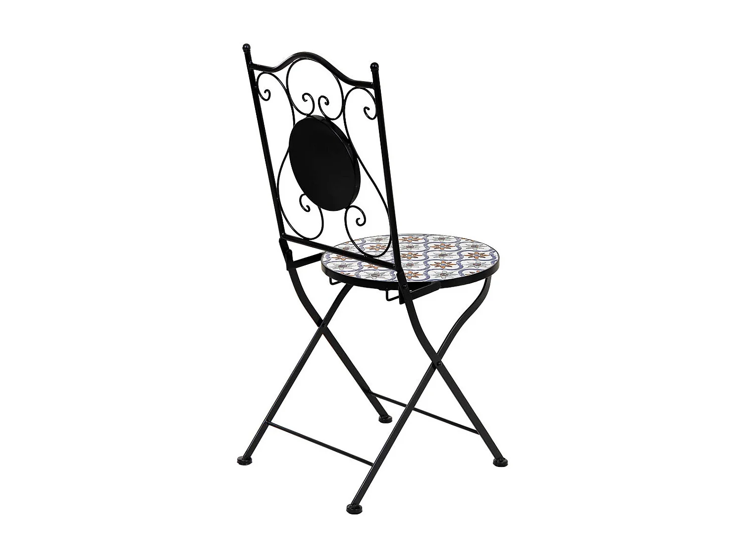 Tavolo + 2 sedie in ferro battuto, D60x75h-sedia(2): D38x46-90h Nero