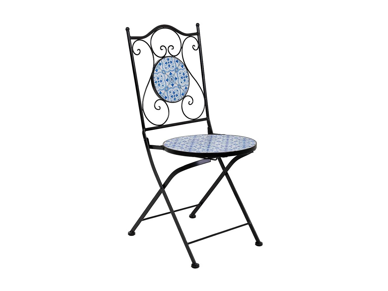 Tavolo + 2 sedie in ferro battuto, D60x75h-sedia(2): D38x46-90h Nero