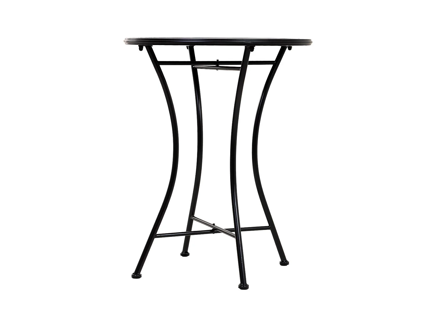 Conjunto de mesa e duas cadeiras em mosaico preto e ferro forjado mesa