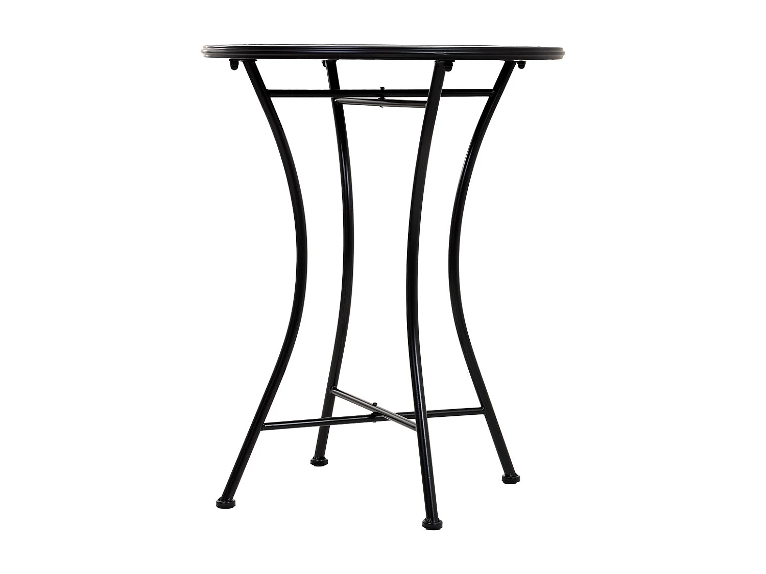 Tisch +2 Stühlen aus Schmiedeeisen, D60x75/Stühle D38x46-90h Schwarz