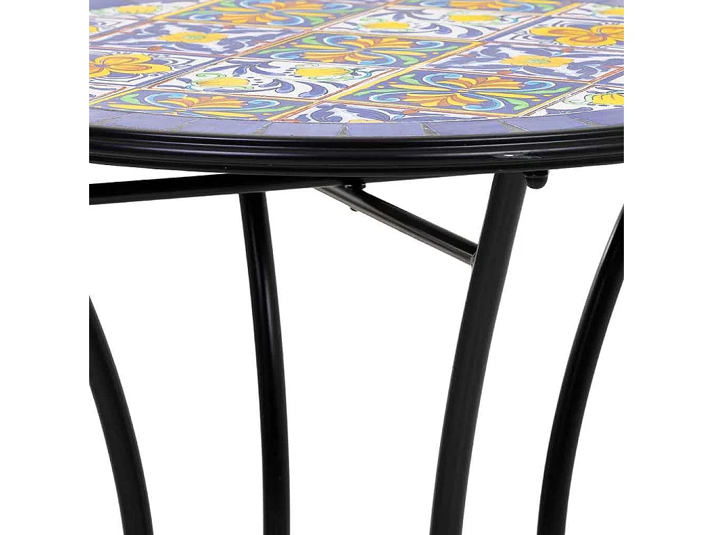 Tisch +2 Stühlen aus Schmiedeeisen, D60x75/Stühle D38x46-90h Schwarz