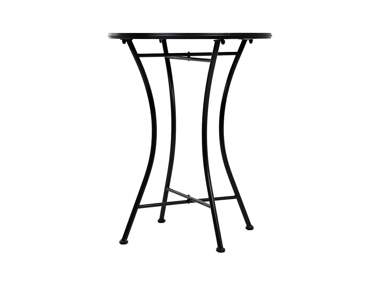 Conjunto de mesa e duas cadeiras em mosaico preto e ferro forjado mesa: D60x75h - cadeira (2): D38x46-90h