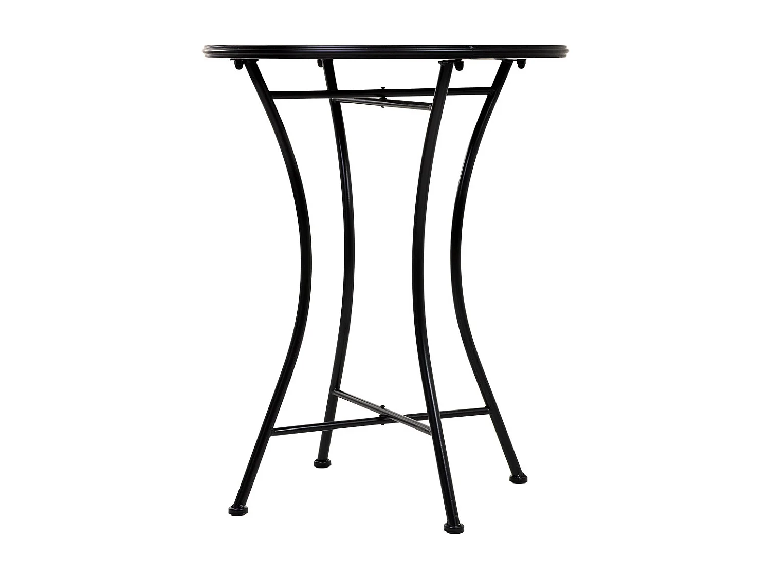 Conjunto de mesa e duas cadeiras em mosaico preto e ferro forjado mesa: D60x75h - cadeira (2): D38x46-90h