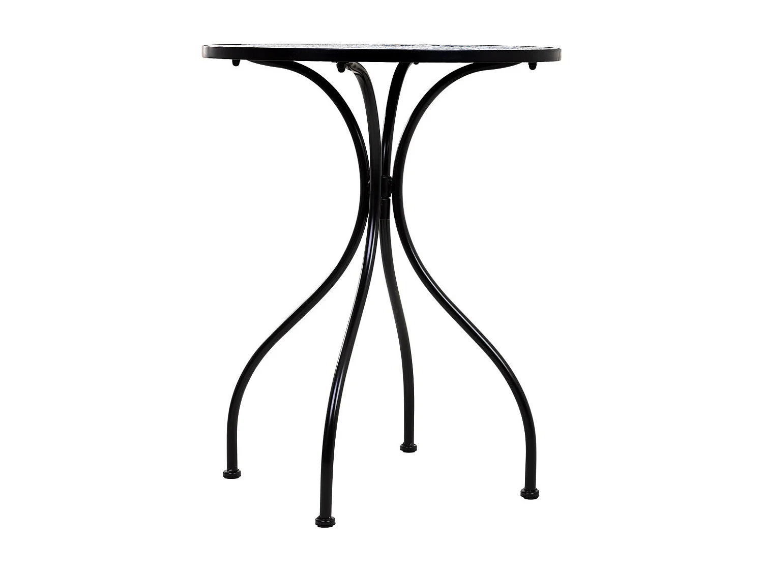 Tisch + 2 Stühlen aus Schmiedeeisen, D60x75/Stühle D38x46-90h Schwarz