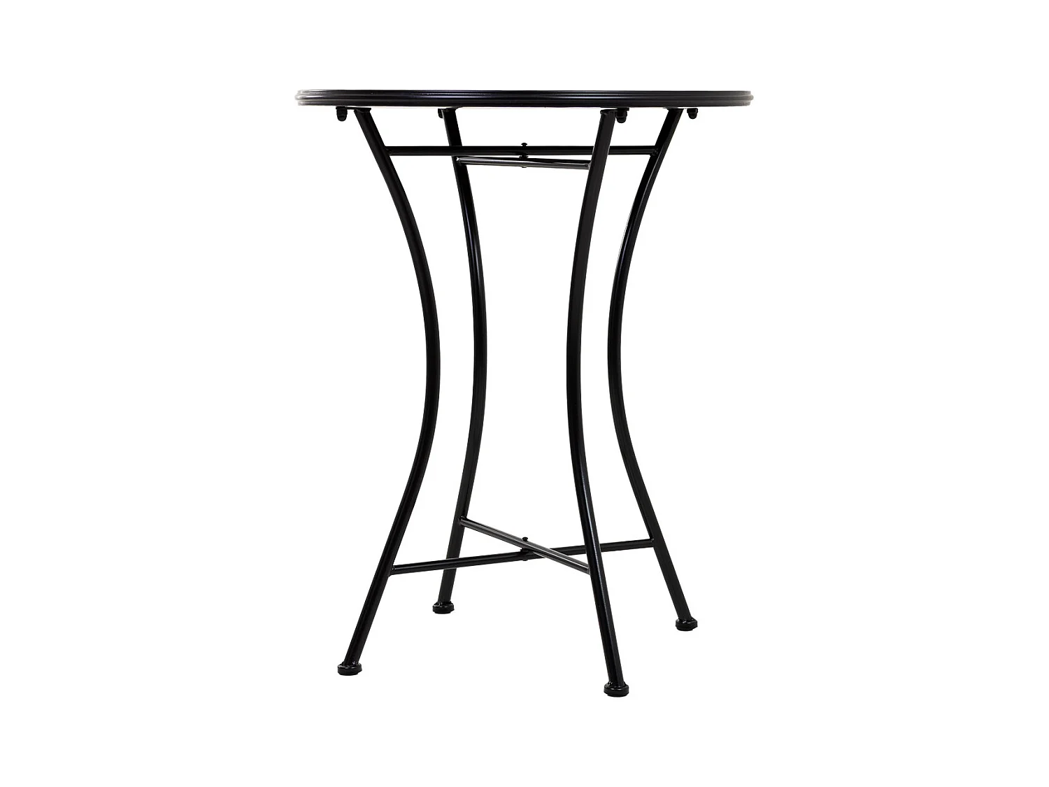 Conjunto de mesa e duas cadeiras em mosaico preto e ferro forjado mesa: D60x75h - cadeira (2): D38x46-90h