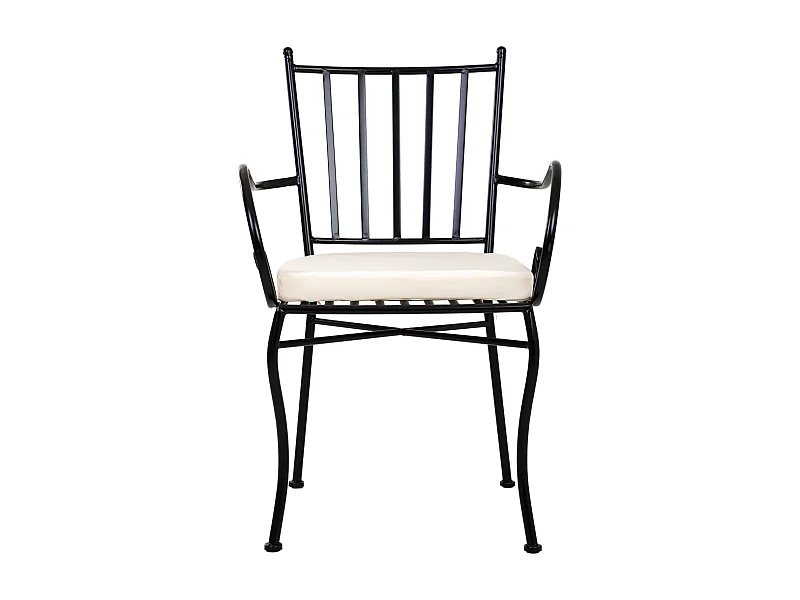 Poltrona em ferro forjado preto com almofada 58x54x88h cm