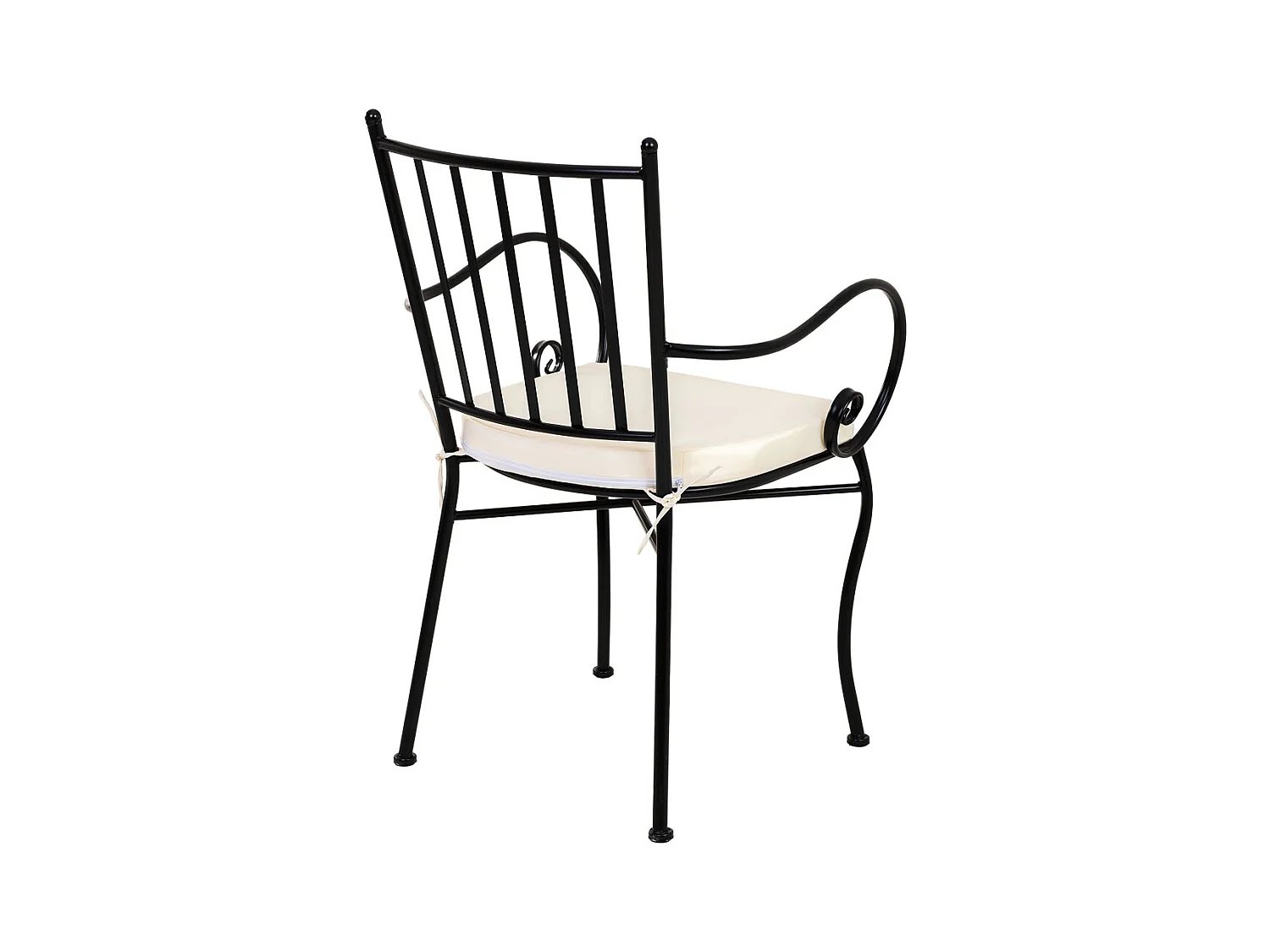 Fauteuil en fer forgé noir avec coussin 58x54x88h cm