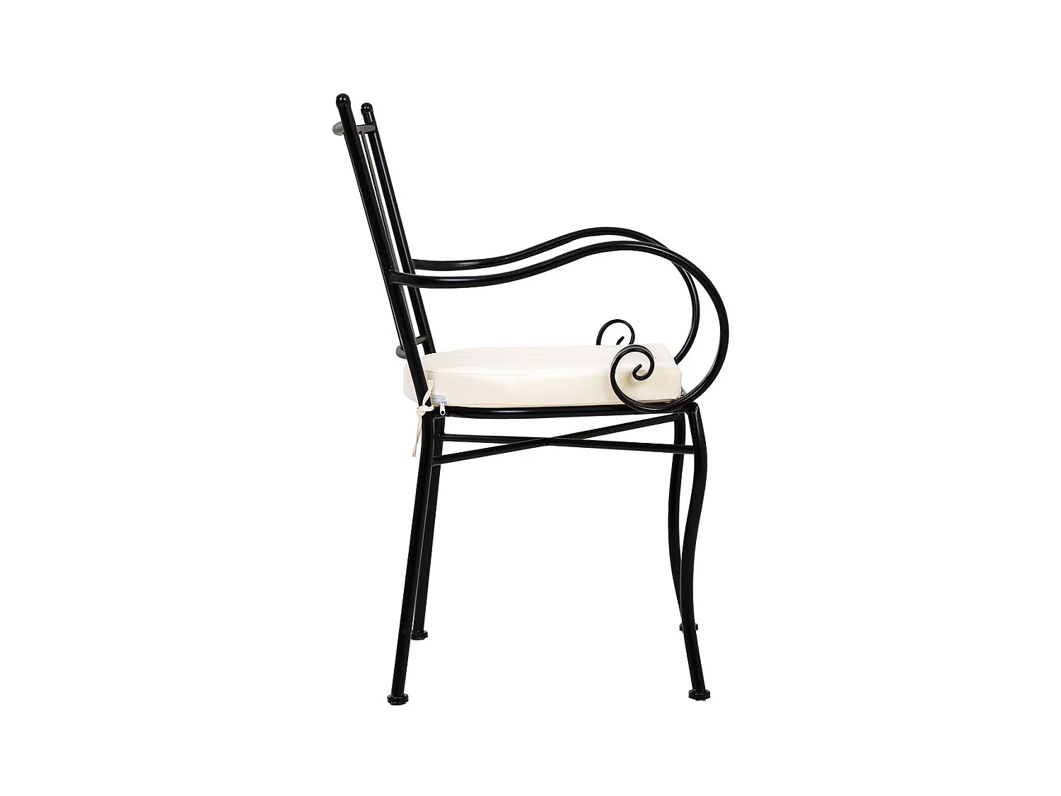 Fauteuil en fer forgé noir avec coussin 58x54x88h cm