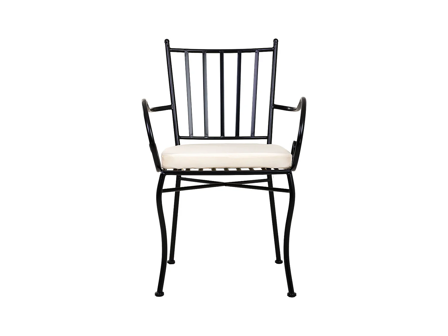 Fauteuil en fer forgé noir avec coussin 58x54x88h cm