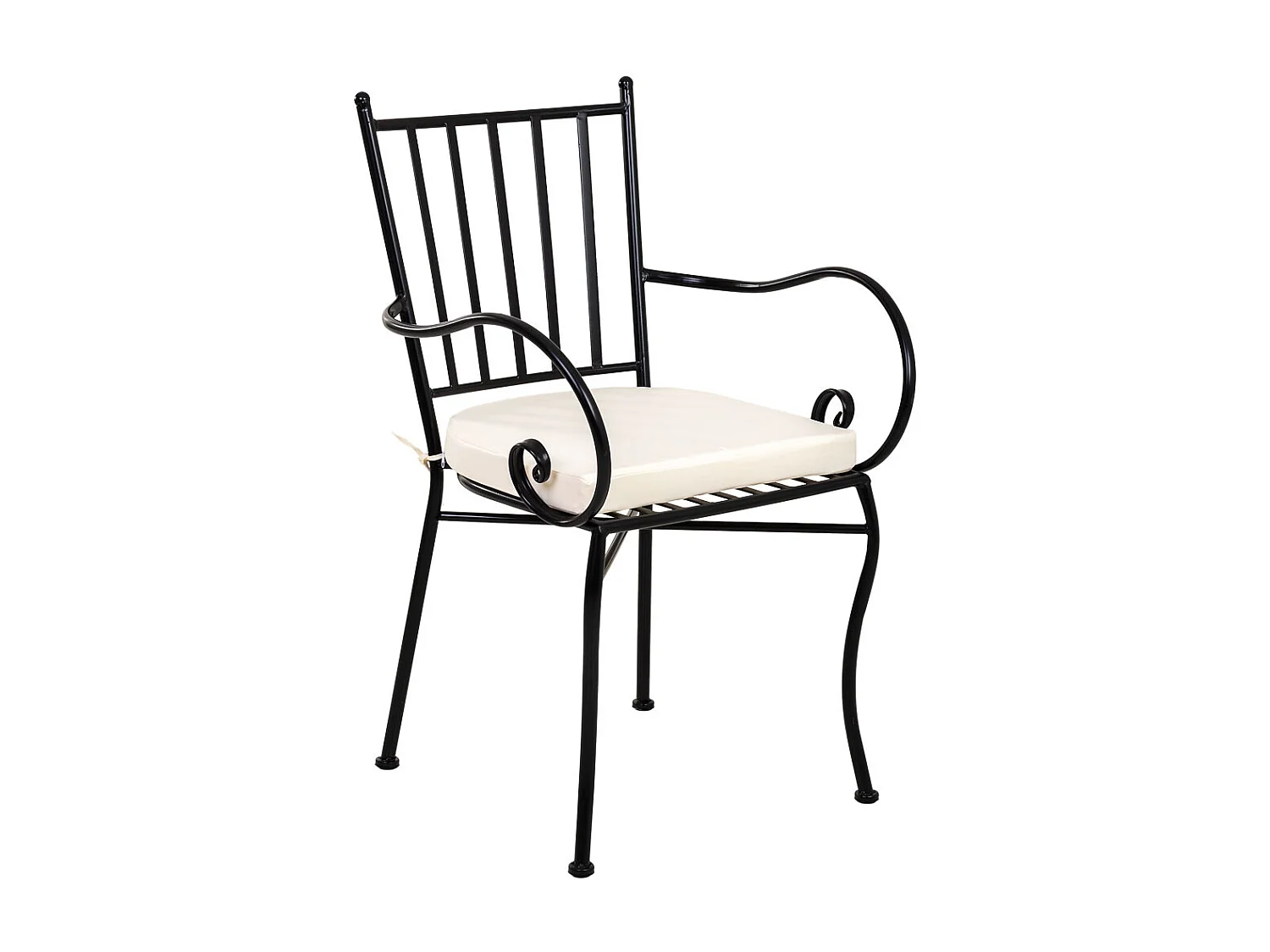 Sillón de forja negro con cojín 58x54x88h cm